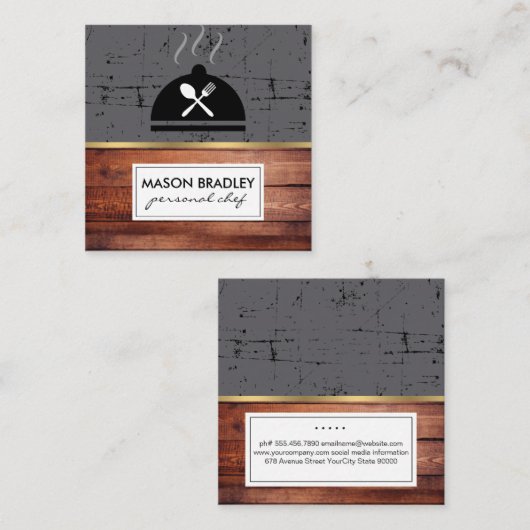 Rustieke Houten Keuken Gereedschap Grill Persoonli Vierkante Visitekaartje (Voorkant / Achterkant)