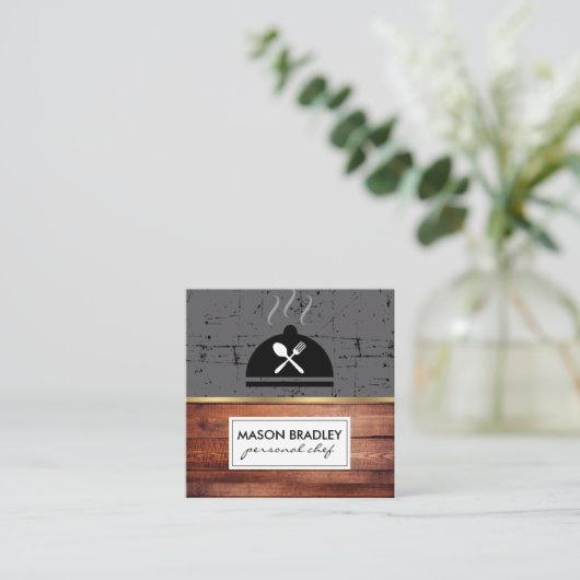 Rustieke Houten Keuken Gereedschap Grill Persoonli Vierkante Visitekaartje (Staand voorkant)