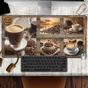 Rustieke houten koffie foto collage bureaumat
