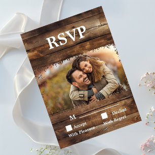 Rustieke houten koppels Foto Land RSVP-kaart RSVP Kaartje