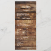 Rustieke houten koppels Foto Land Trouwdiner Menu (Voorkant)