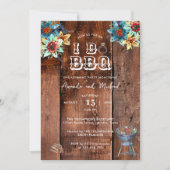 Rustieke houten koppels Ik doe BBQ verlovingsfeest Kaart (Voorkant)