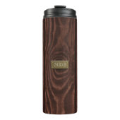 Rustieke Houten Korrel Monogrammed Camping Thermosbeker (Voorkant)