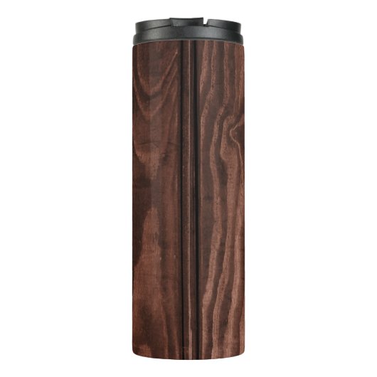 Rustieke Houten Korrel Monogrammed Camping Thermosbeker (Achterkant)