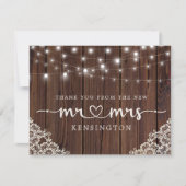 Rustieke houten lampen kanten nieuwe Mr. Mrs. Dank Bedankkaart (Voorkant)