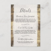 Rustieke Houten Land Bruiloft Details / Routebesch Informatiekaartje (Voorkant)