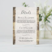 Rustieke Houten Land Bruiloft Details / Routebesch Informatiekaartje (Staand voorkant)