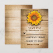 rustieke houten land zonnebloem bruiloft RSVP (Voorkant / Achterkant)