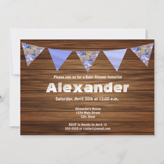 Rustieke houten landboerderij boy baby shower kaart (Voorkant)