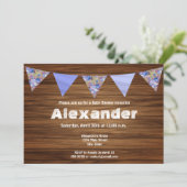 Rustieke houten landboerderij boy baby shower kaart (Staand voorkant)