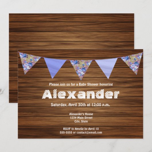 Rustieke houten landboerderij boy baby shower kaart (Voorkant / Achterkant)