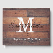 Rustieke Houten Landelijke Boerderij Trouwmonogram Gastenboek (Voorkant)
