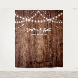 Rustieke houten landelijke boho slingerlichten bru wandkleed