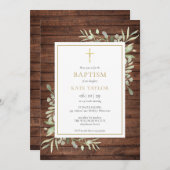 Rustieke Houten Landelijke Groene Doop Christening Kaart (Voorkant / Achterkant)