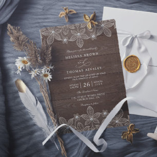 Rustieke Houten Landelijke Kant Elegante QR Code B Kaart