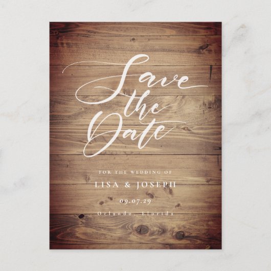 Rustieke Houten Landelijke Save the Date Briefkaart (Voorkant)