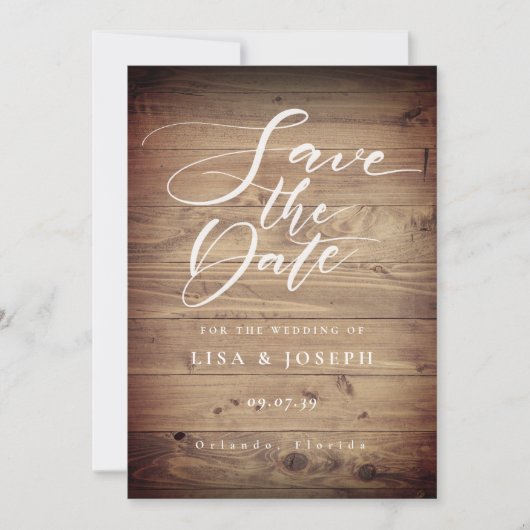 Rustieke Houten Landelijke Save the Date Kaart (Voorkant)