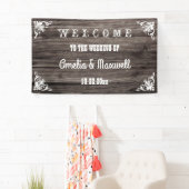 Rustieke Houten Landelijke Trouw Welkom Spandoek (Insitu)