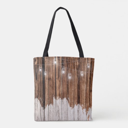 Rustieke houten lantaarns bruidsmeisje trendy mono tote bag (Achterkant)