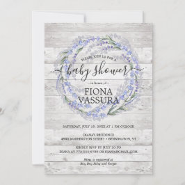 Rustieke houten lavendel bloemenkrans baby shower kaart