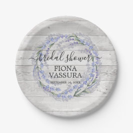 Rustieke houten lavendel bloemenkrans baby shower papieren bordje