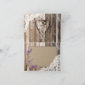 Rustieke houten lavendel kant dank u kaart (Binnen)