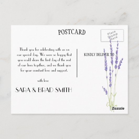 Rustieke Houten Lichte Lavendel Dank u Briefkaart (Achterkant)