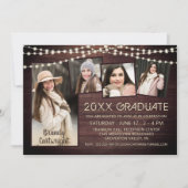 Rustieke Houten Lichten 5 Foto Collage Afstuderen Kaart (Voorkant)