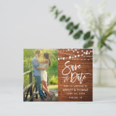 Rustieke Houten Lichten Borstel Script Save The Da Briefkaart (Staand voorkant)