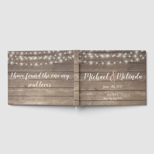 Rustieke houten Lichten Bruiloft Gastenboek (Volledig)