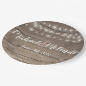 Rustieke houten lichten Bruiloft Papieren Bordje (Gekanteld)