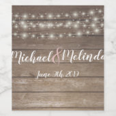 Rustieke houten lichten Bruiloft Wijn Etiket (Enkel label)