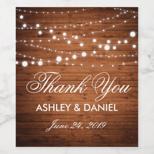 Rustieke Houten Lichten Bruiloft Wijn & Mousserend Wijn Etiket (Enkel label)