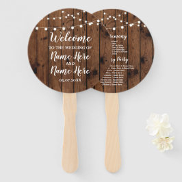 Rustieke Houten Lichten Huwelijksprogramma Fan Handwaaier
