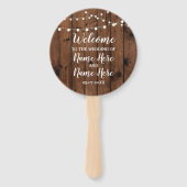 Rustieke Houten Lichten Huwelijksprogramma Fan Handwaaier (Voorkant)