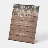 Rustieke houten lichten Joodse trouw Kippot Yarmul Reclamebord Met Voetstuk (Voorkant)