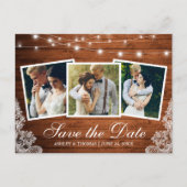 Rustieke Houten Lichten Kant 3 Foto Opslaan De Dat Uitnodiging Briefkaart (Voorkant)