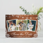 Rustieke houten lichten kant 3 foto Save The Date  (Staand voorkant)
