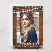 Rustieke Houten Lichten Kant Afstudeer Uitnodiging (Voorkant)