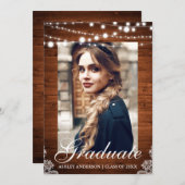 Rustieke Houten Lichten Kant Afstudeer Uitnodiging (Voorkant / Achterkant)