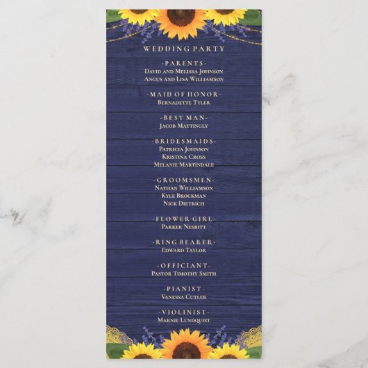 Rustieke Houten Lichten Kant Marine Zonnebloem Bru Programmakaart (Achterkant)