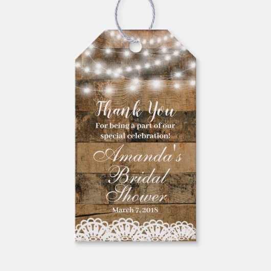 Rustieke Houten Lichten Kant Vrijgezellenfeest Dan Cadeaulabel (Voorkant)