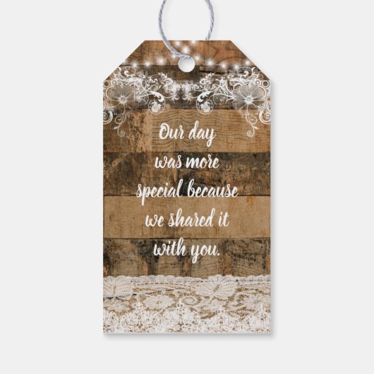 Rustieke Houten Lichten Kant Vrijgezellenfeest Dan Cadeaulabel (Achterkant)