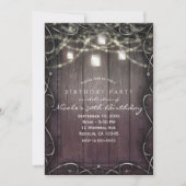 Rustieke houten lichten & Mason Jars bloeien verja Kaart (Voorkant)