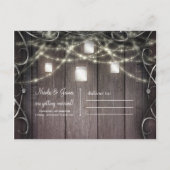 Rustieke Houten Lichten & Mason Jars Schuur Save t Aankondigingskaart (Achterkant)