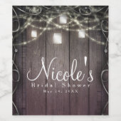 Rustieke houten lichten & metselaarpotten bloeien  wijn etiket (Enkel label)