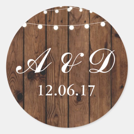 Rustieke houten lichten Stickers Label String Eleg (Voorkant)