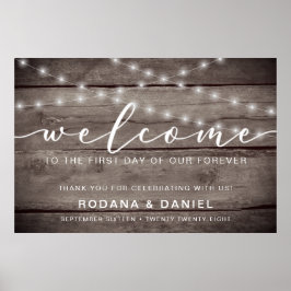 Rustieke houten lichten Welkom trouwbord Poster