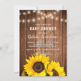 Rustieke Houten Lichten Zonnebloem Baby Shower Kaart