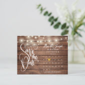 Rustieke Houten Lichtjes Kalender QR Code Bewaar d Aankondigingskaart (Staand voorkant)
